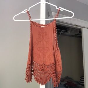 Orange bohemian lace top.